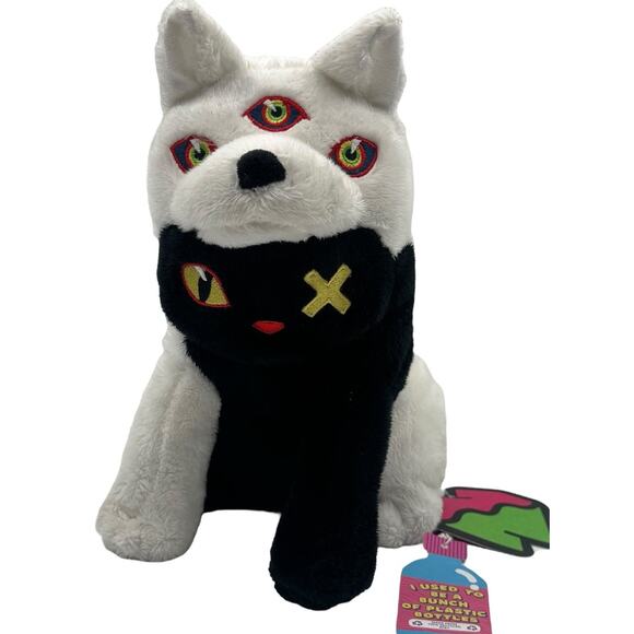 Meow Wolf Plush Twisted Multiverse Cat Wolf Black White 10” Stuffed Animal New - Picture 1 of 10